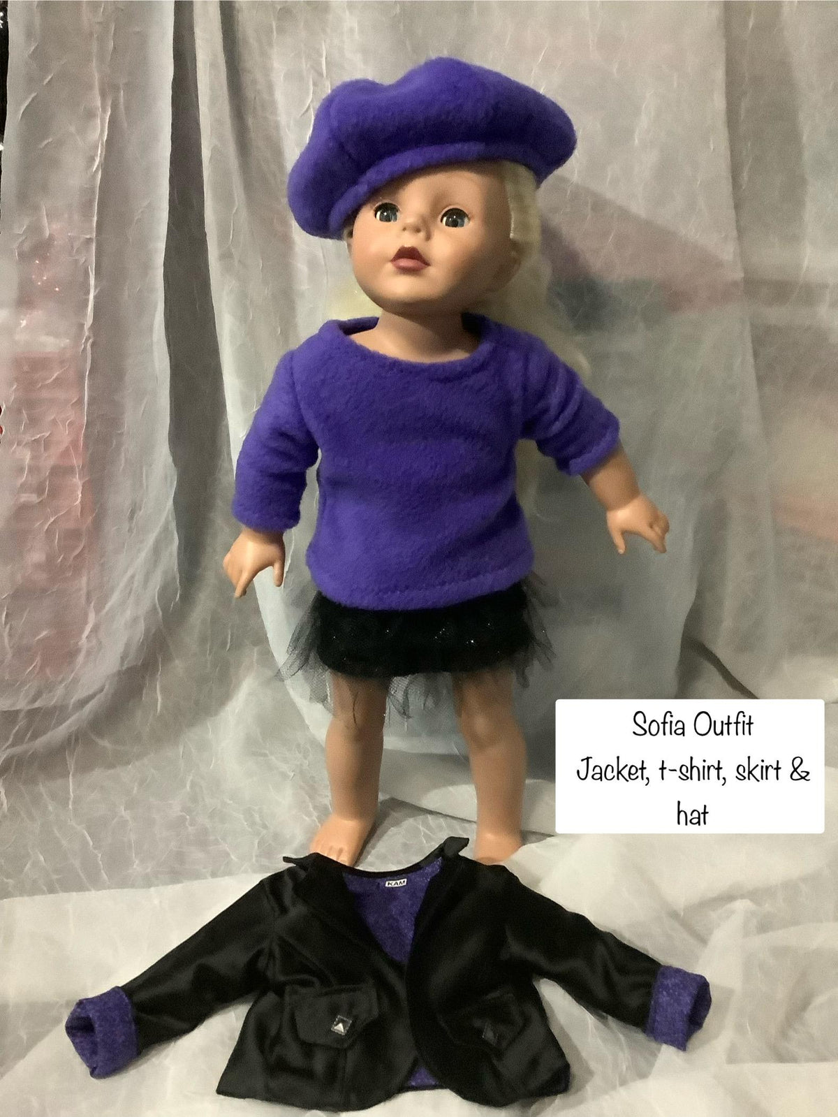 Doll Outfit: Lined Blazer, Sweater, Skirt & Beret