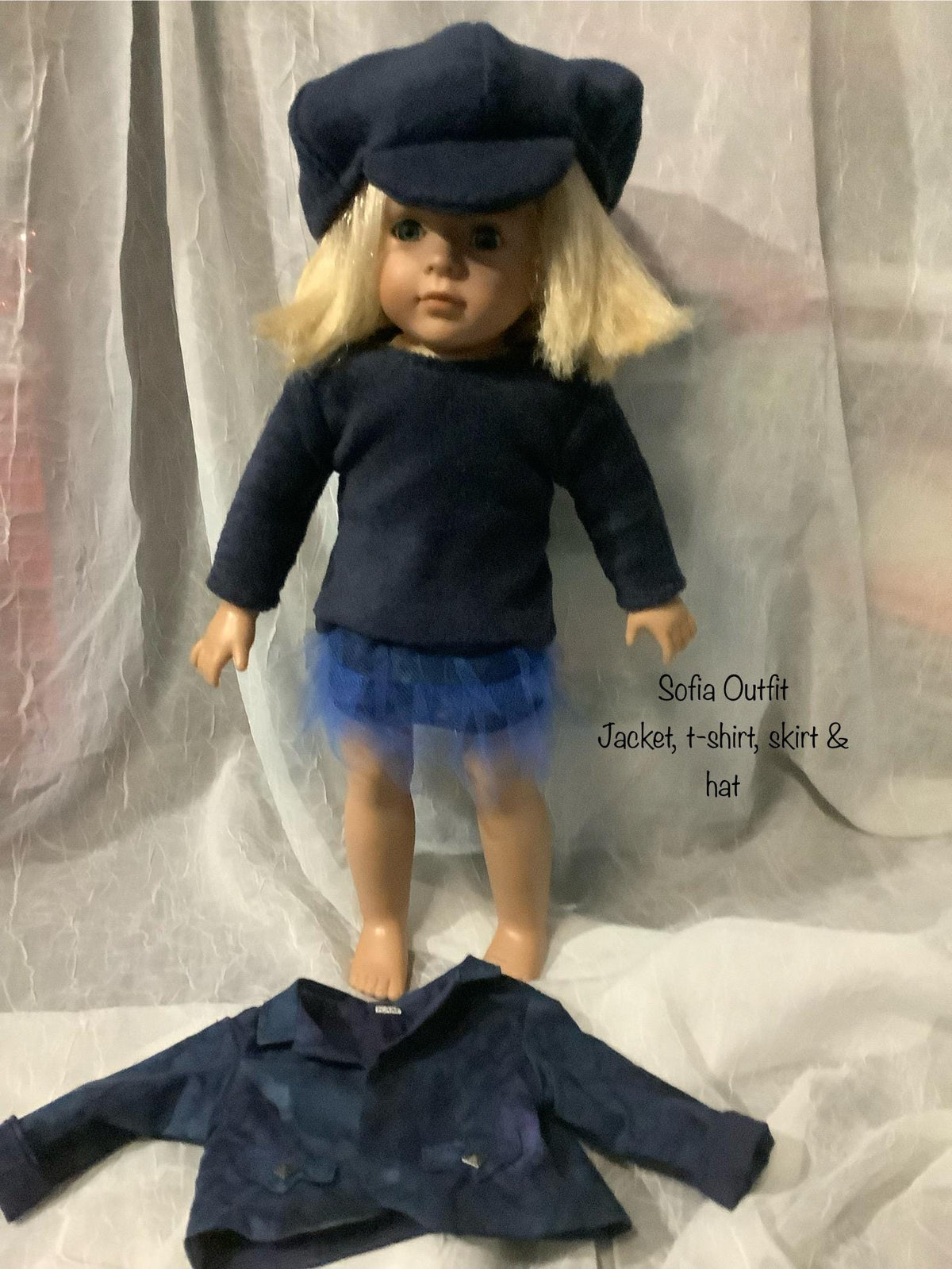 Doll Outfit: Lined Blazer, Sweater, Skirt & Beret